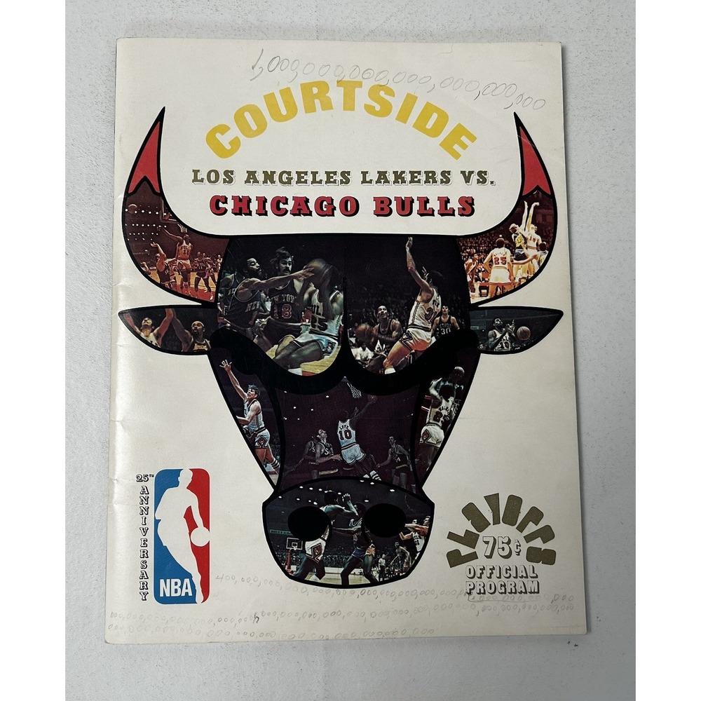 1971 3/30 Court‎ Side Full Playoff Basketball Program LA Lakers @ Chicago Bulls